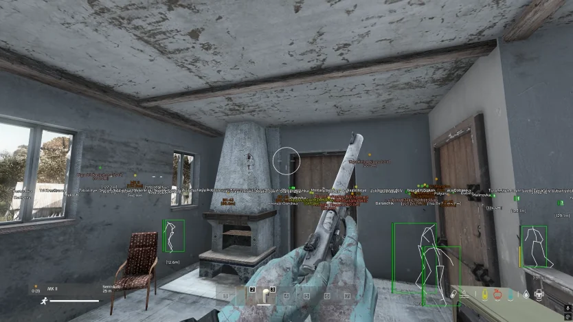 DayZ Cheats player ESP — skeleton boxes and loot labels through walls